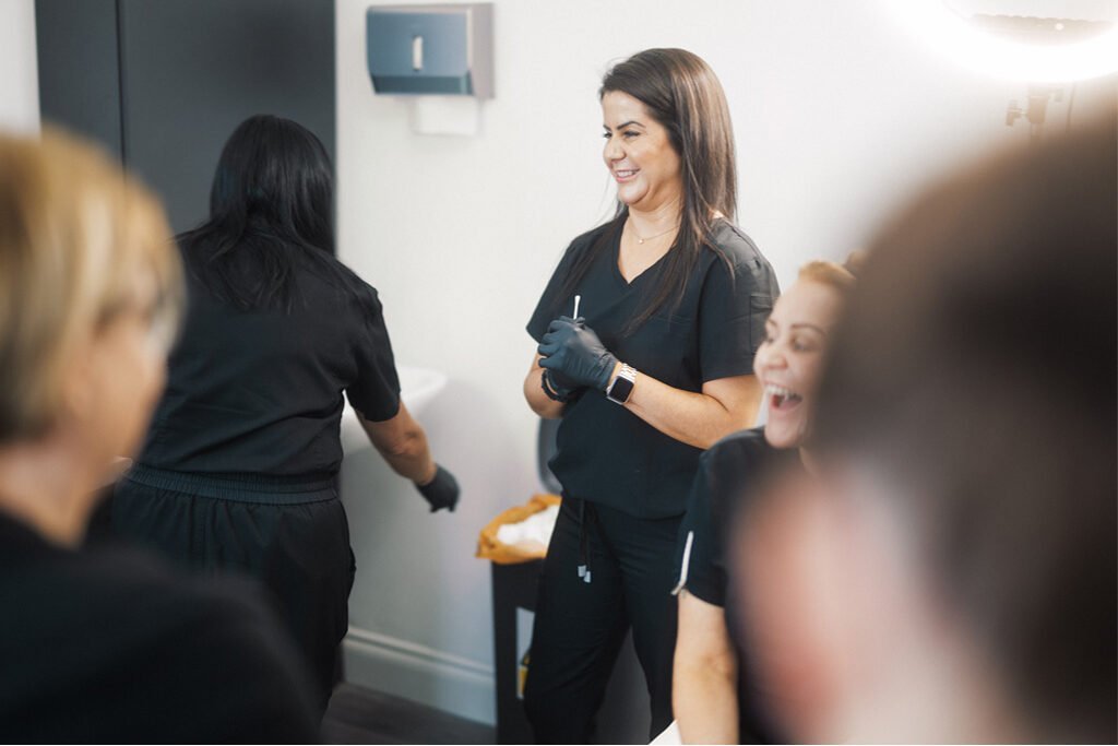 Dr Lauren with her students at the ATA during a Botox practical session.