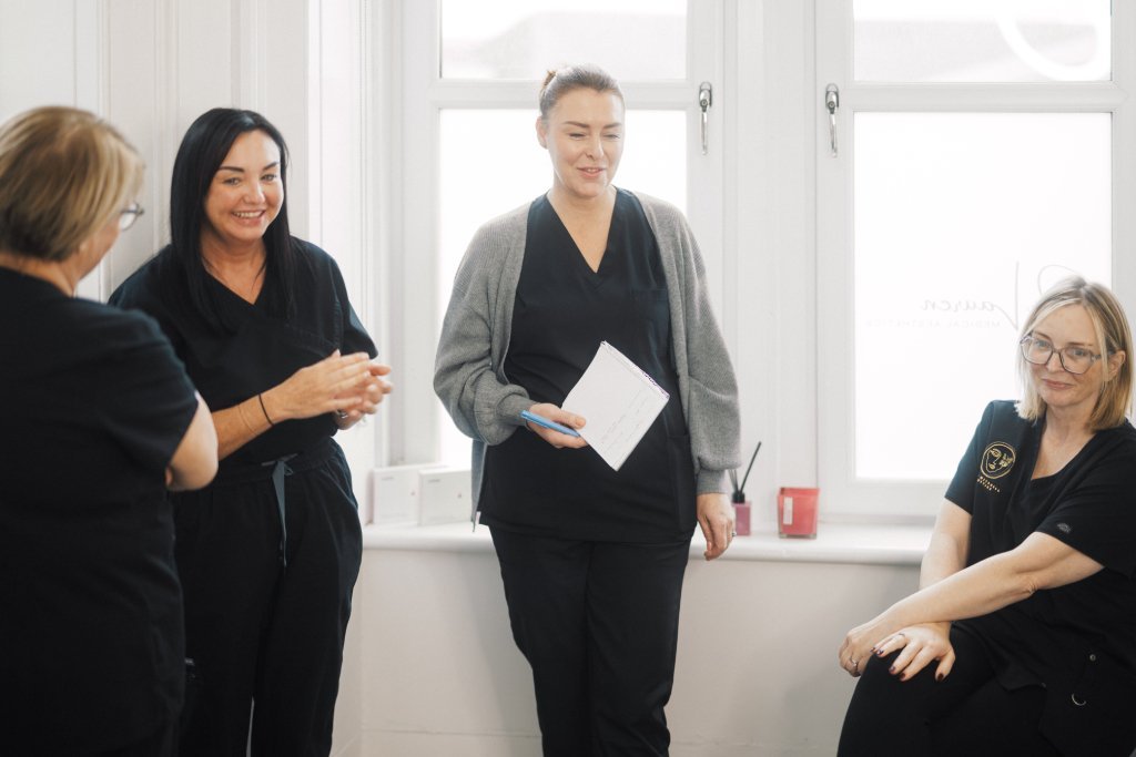 Dr Lauren teaching her students at the ATA all about the skin.